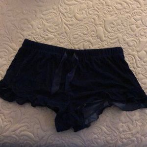 Navy velvet shorts